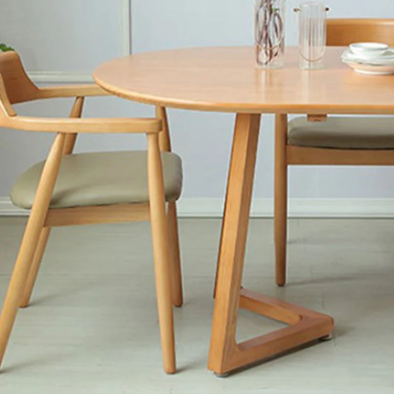 Tavolo da casa ovale legno stile semplice con base legno massello slitta Clearhalo
