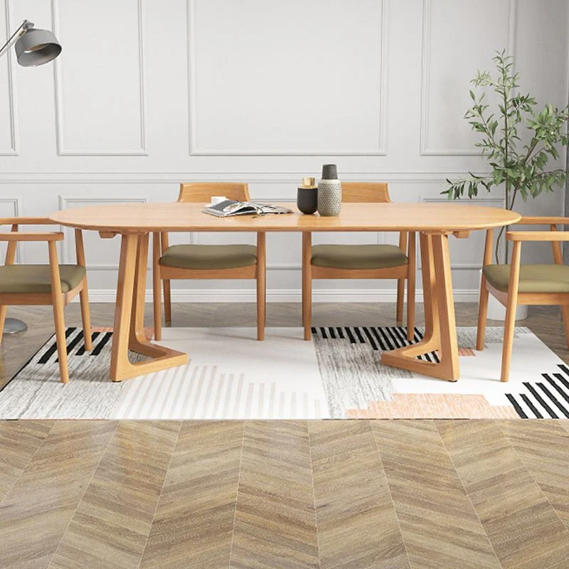 Tavolo da casa ovale legno stile semplice con base legno massello slitta Clearhalo