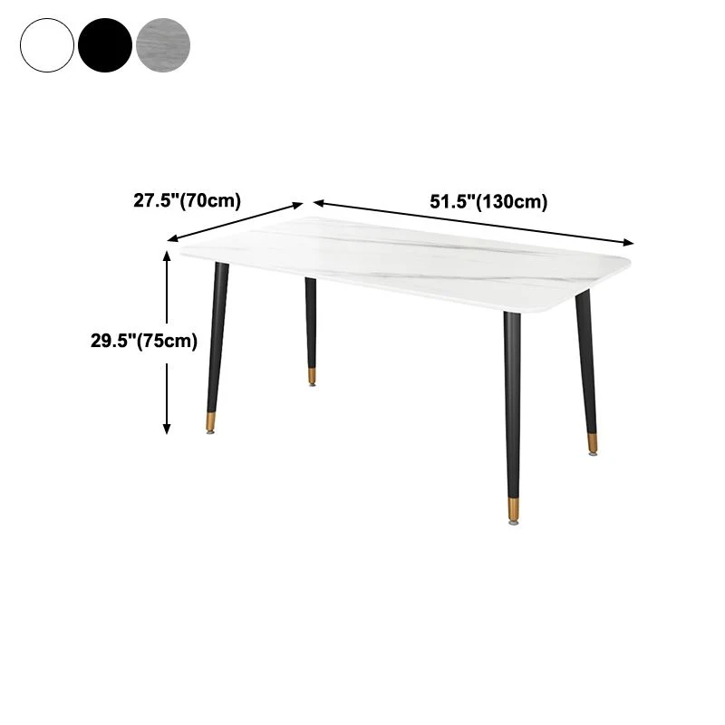 Tavolo da casa rettangolare di lusso con piano pietra sinterizzata con 4 gambe metallo nero Clearhalo
