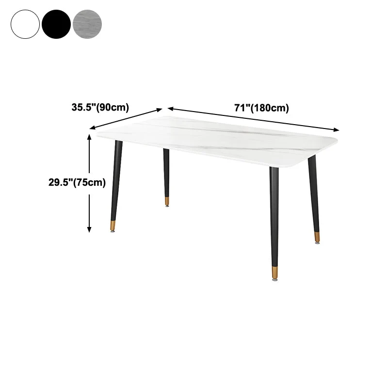 Tavolo da casa rettangolare di lusso con piano pietra sinterizzata con 4 gambe metallo nero Clearhalo