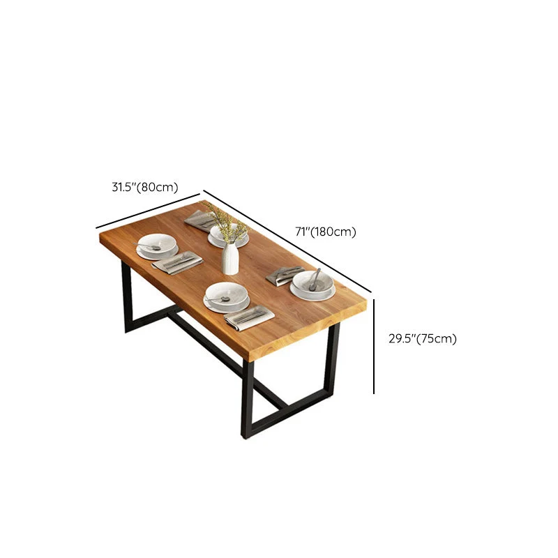 Tavolo con piano legno massello con tavolo da pranzo rettangolare industriale con base metallo Clearhalo