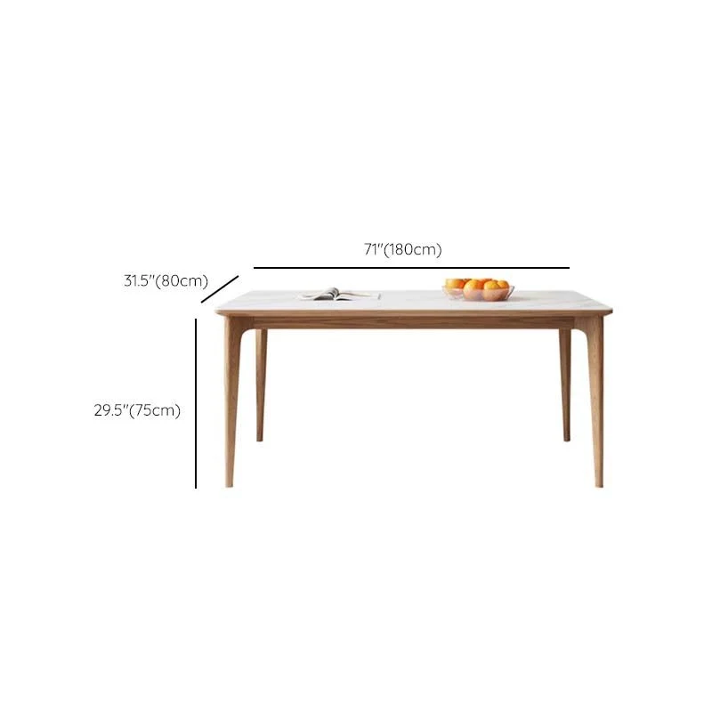 Tavolo con piano pietra bianca e gambe legno di frassino Tavolo da pranzo moderno della metà del secolo Clearhalo