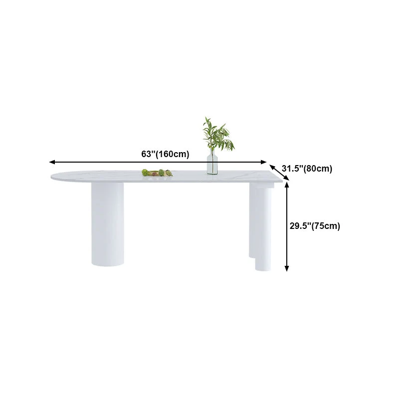 Tavolo con piano pietra sinterizzata forma libera per ristorante Tavolo bianco di lusso con 3 gambe Clearhalo
