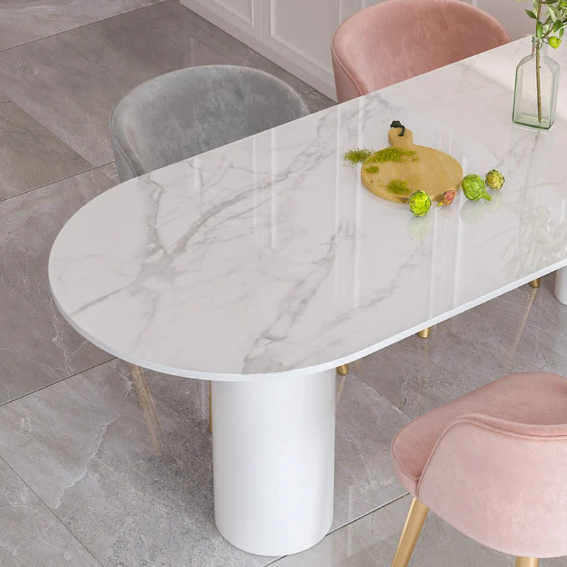 Tavolo con piano pietra sinterizzata forma libera per ristorante Tavolo bianco di lusso con 3 gambe Clearhalo