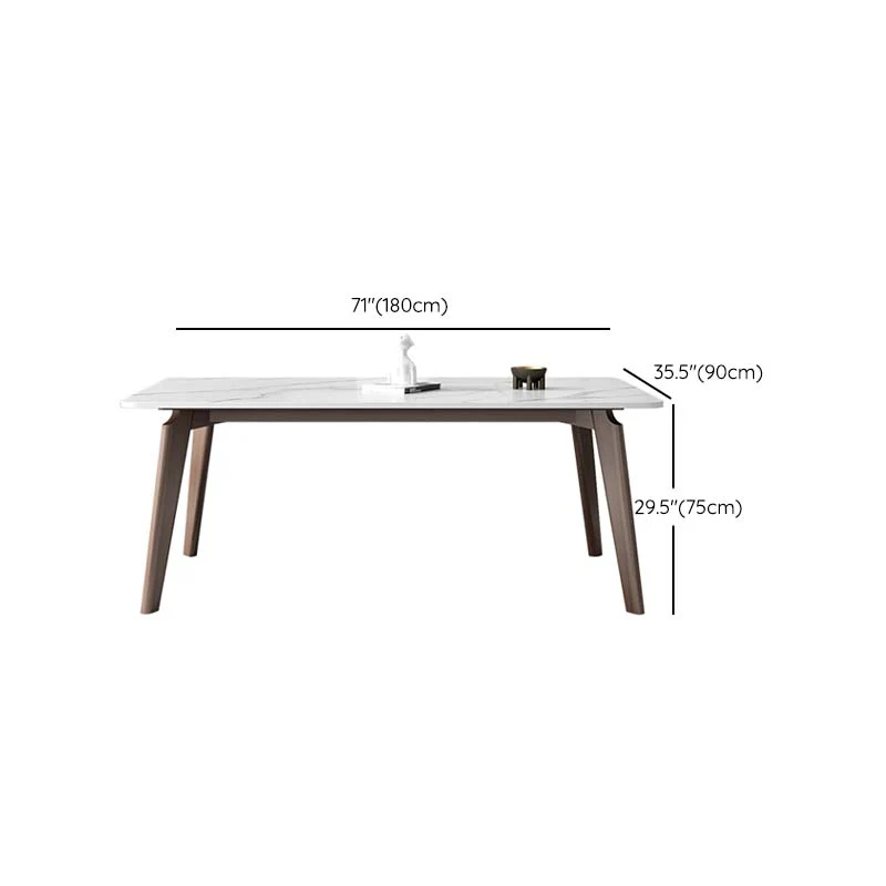 Tavolo con piano pietra e struttura legno di frassino. Tavolo da pranzo rettangolare Mid-Century Clearhalo