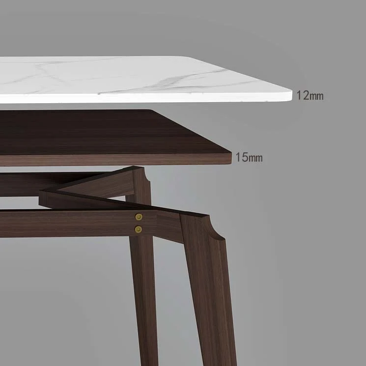 Tavolo con piano pietra e struttura legno di frassino. Tavolo da pranzo rettangolare Mid-Century Clearhalo