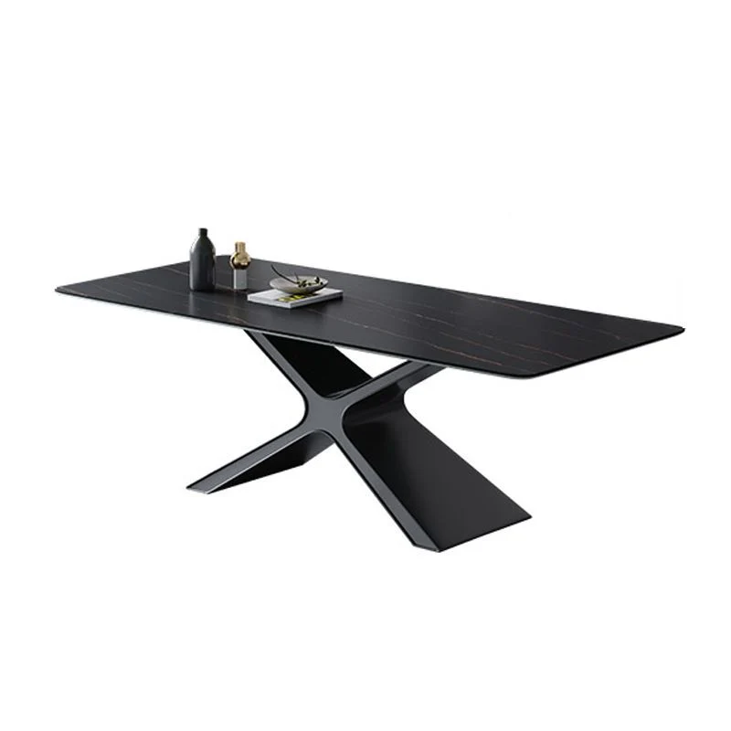 Tavolo con piano pietra Tavolo da pranzo rettangolare di lusso tradizionale con base piedistallo Clearhalo