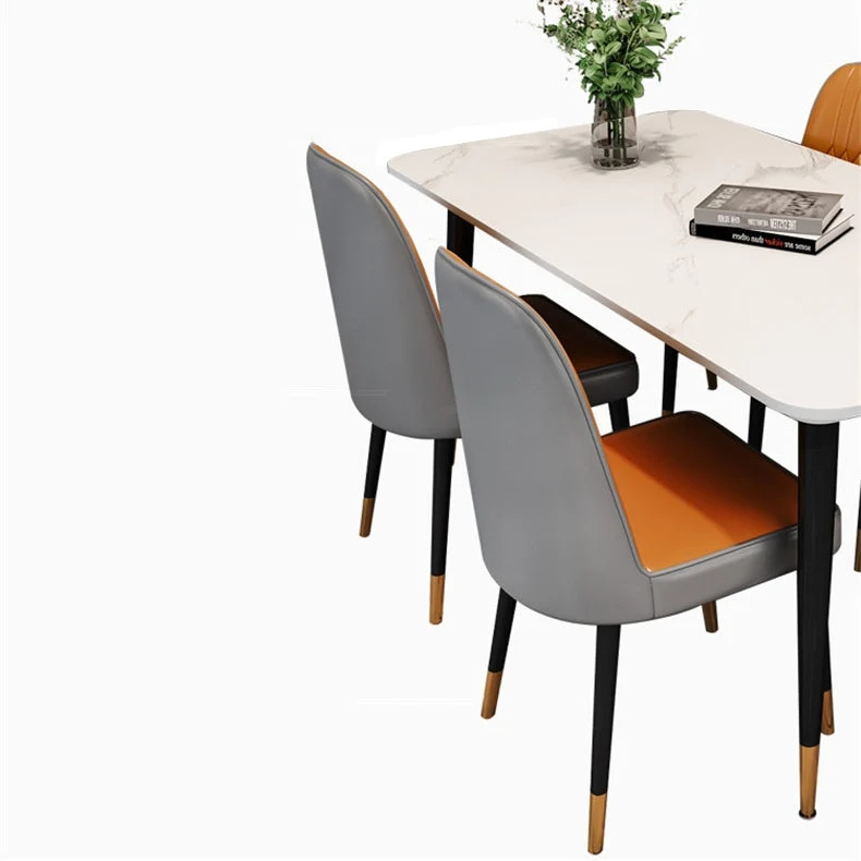 Tavolo con piano pietra Tavolo rettangolare contemporaneo con 4 gambe nero Clearhalo