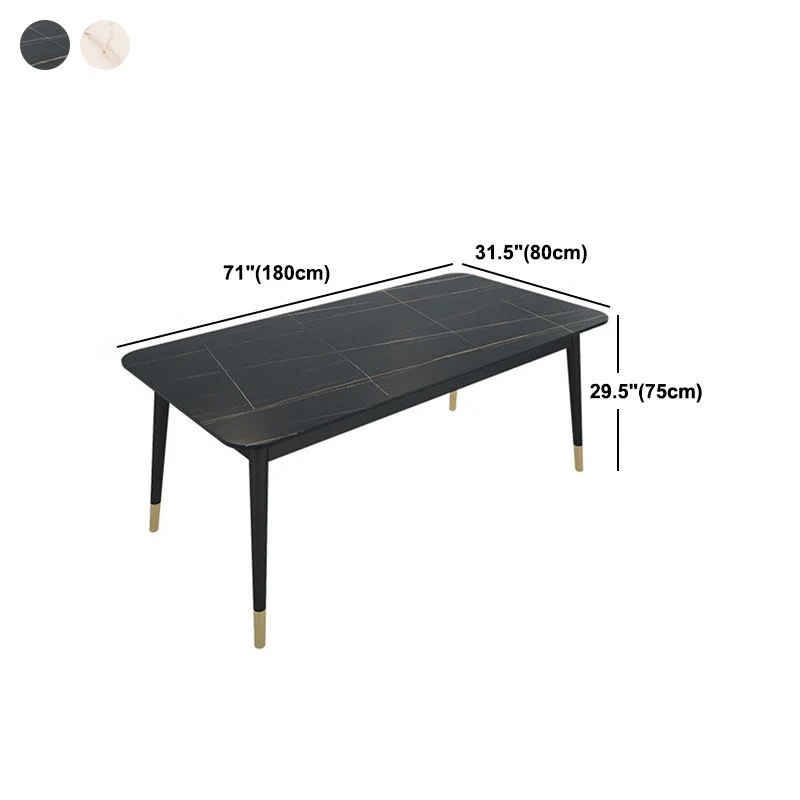 Tavolo con piano pietra Tavolo rettangolare contemporaneo con 4 gambe nero Clearhalo