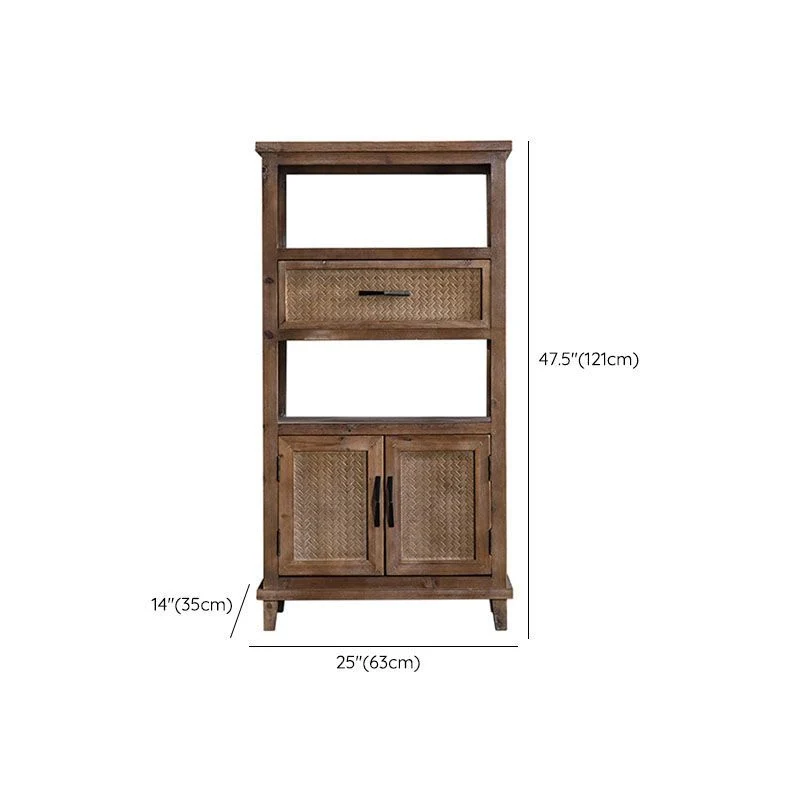Tavolo credenza legno da fattoria 2 ante con contenitore aperto e 1/2 cassetti per sala da pranzo Clearhalo