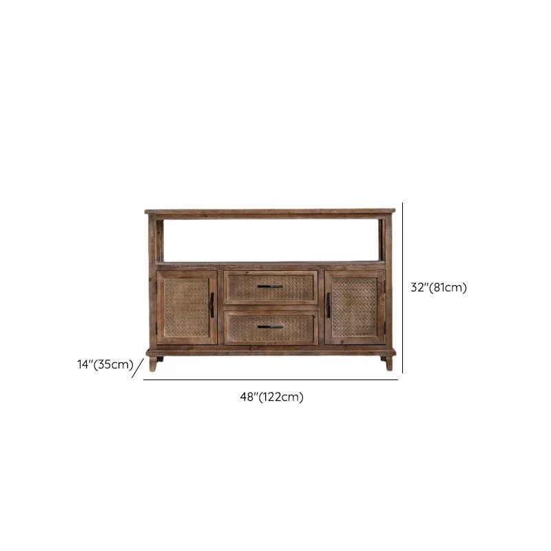 Tavolo credenza legno da fattoria 2 ante con contenitore aperto e 1/2 cassetti per sala da pranzo Clearhalo