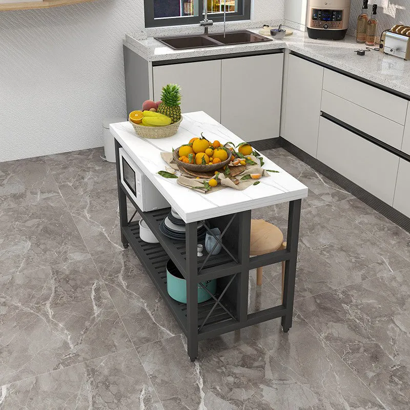 Tavolo da cucina con isola con ripiani pietra con isola della cucina mobile Clearhalo