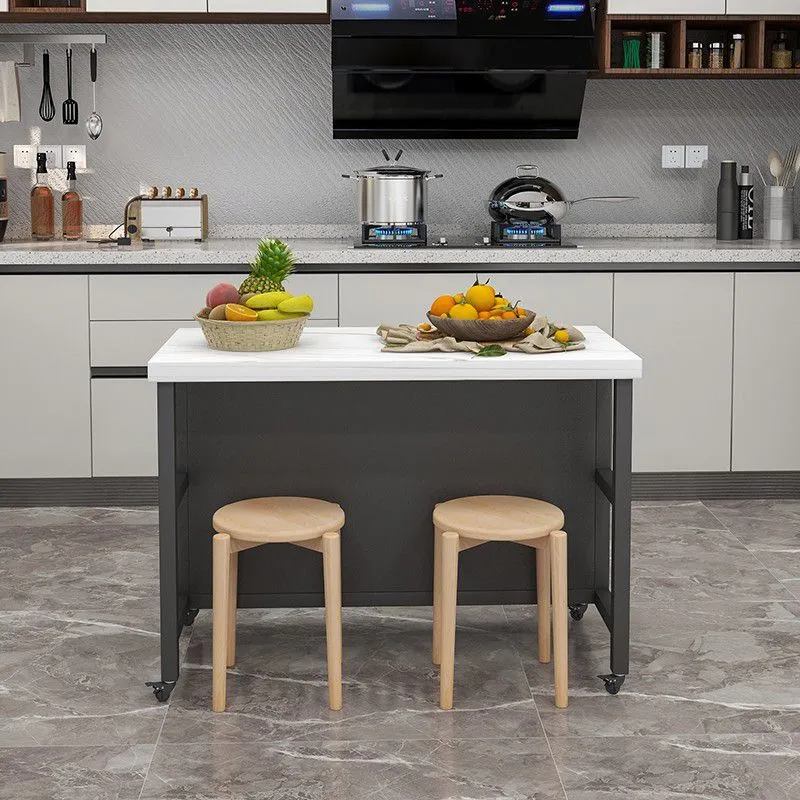 Tavolo da cucina con isola con ripiani pietra con isola della cucina mobile Clearhalo