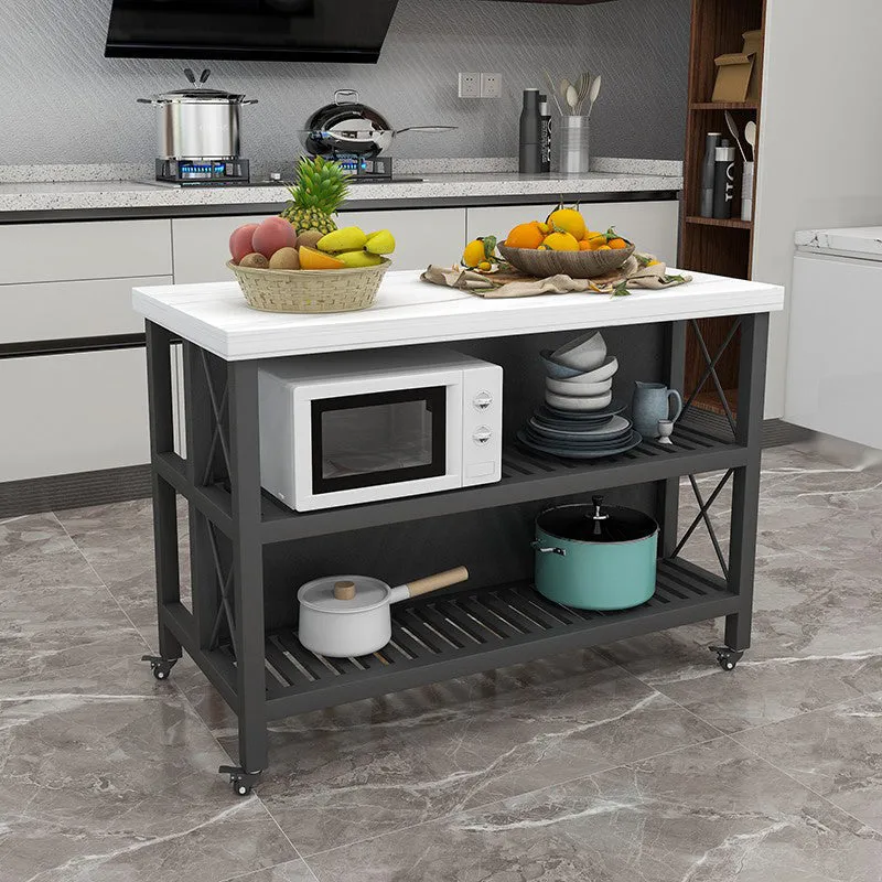 Tavolo da cucina con isola con ripiani pietra con isola della cucina mobile Clearhalo