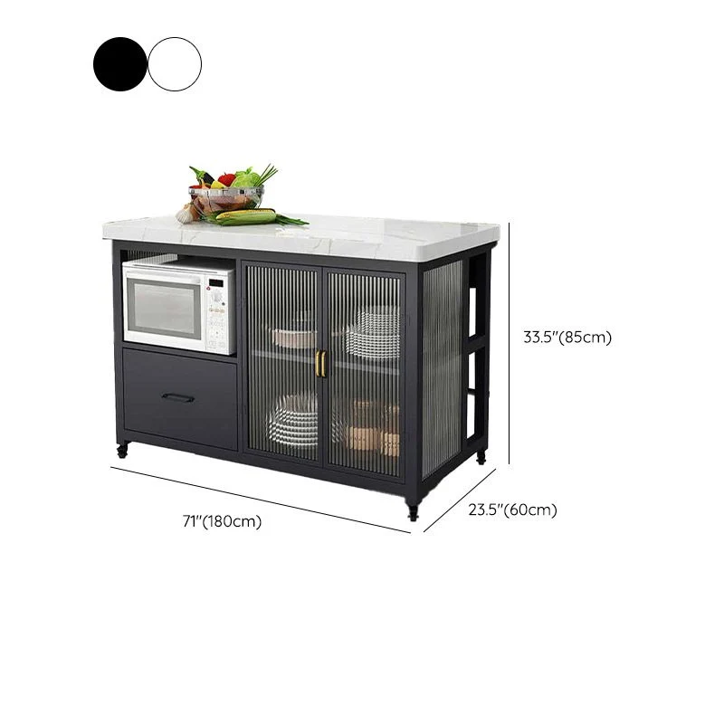 Tavolo da cucina con isola, tavolo da pranzo moderno con mobiletto portaoggetti Clearhalo