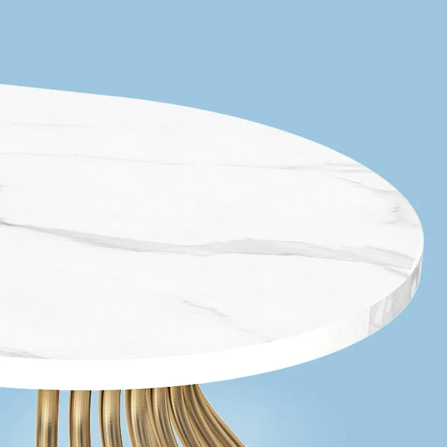 Tavolo da cucina con piano marmo bianco glamour con gambe metallo dorato Clearhalo