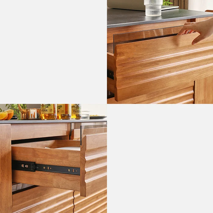 Tavolo da cucina fisso con isola da cucina con piano granito e 6 cassetti Clearhalo