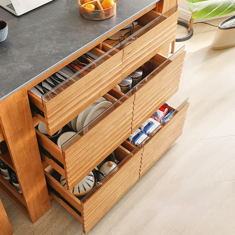 Tavolo da cucina fisso con isola da cucina con piano granito e 6 cassetti Clearhalo