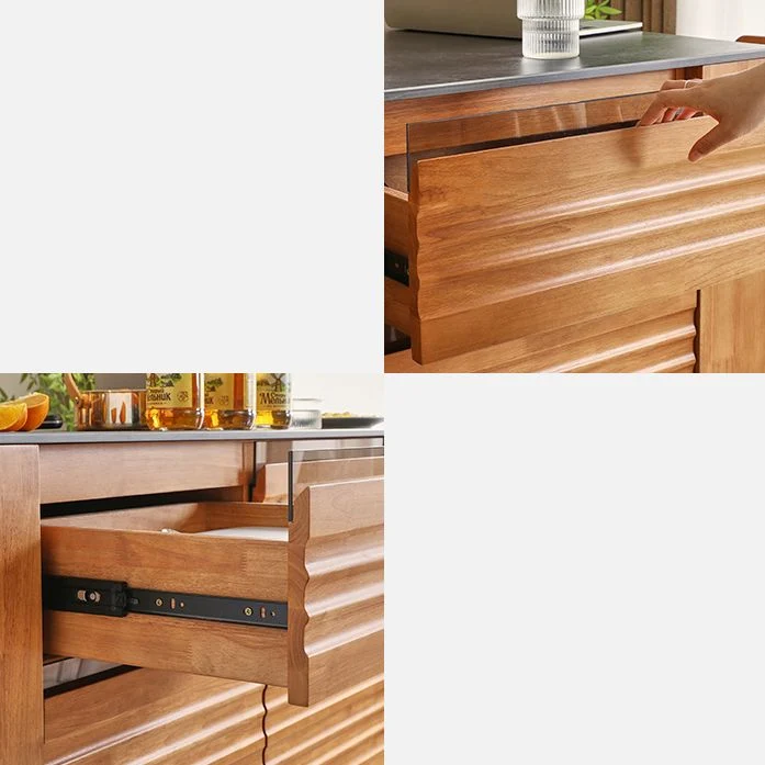 Tavolo da cucina fisso con isola da cucina con piano granito e 6 cassetti Clearhalo