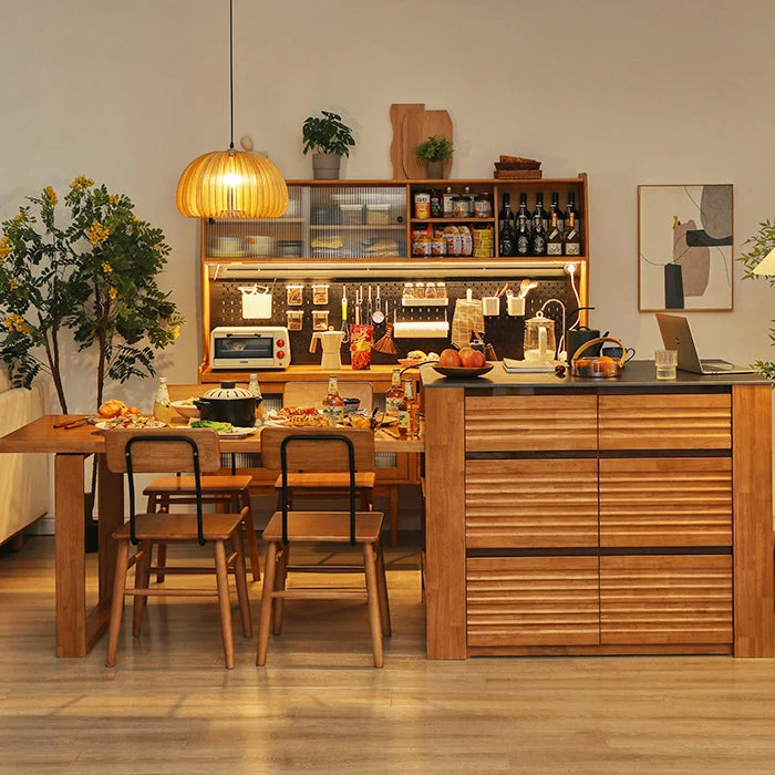 Tavolo da cucina fisso con isola da cucina con piano granito e 6 cassetti Clearhalo