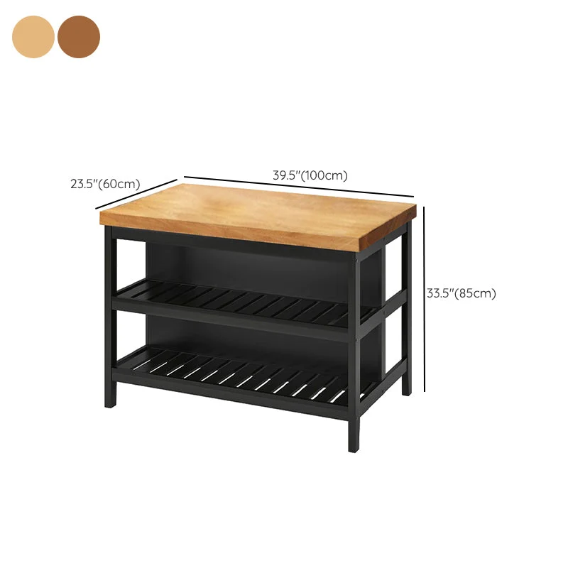 Tavolo da cucina industriale fisso con isola legno massello da cucina con ripiani Clearhalo