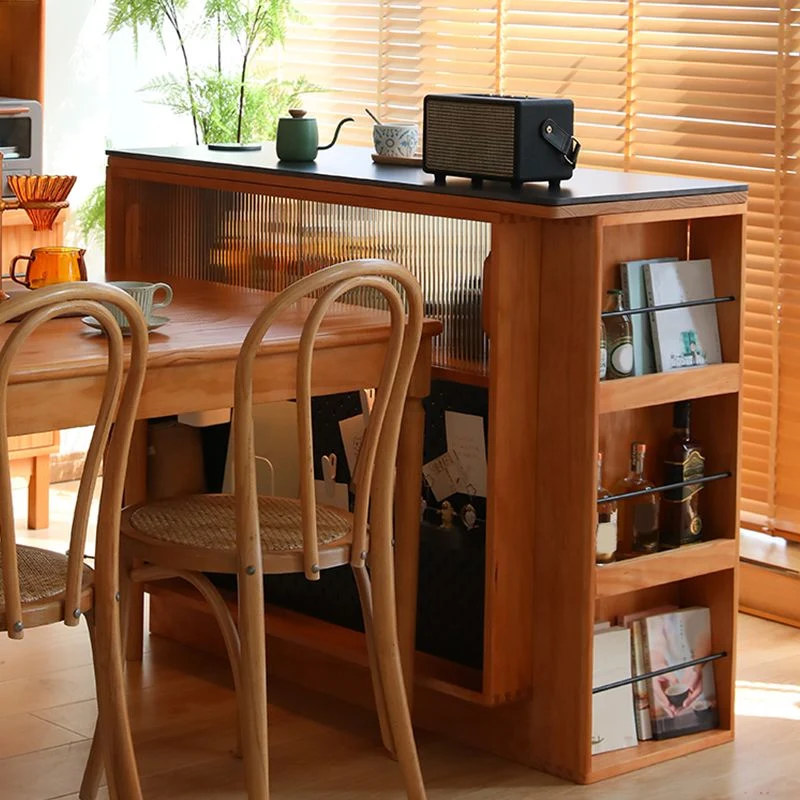 Tavolo da cucina ad isola ciliegio marrone chiaro con cassetti per sala da pranzo Clearhalo