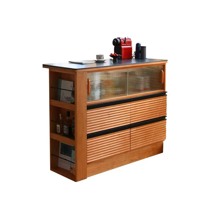 Tavolo da cucina ad isola ciliegio marrone chiaro con cassetti per sala da pranzo Clearhalo