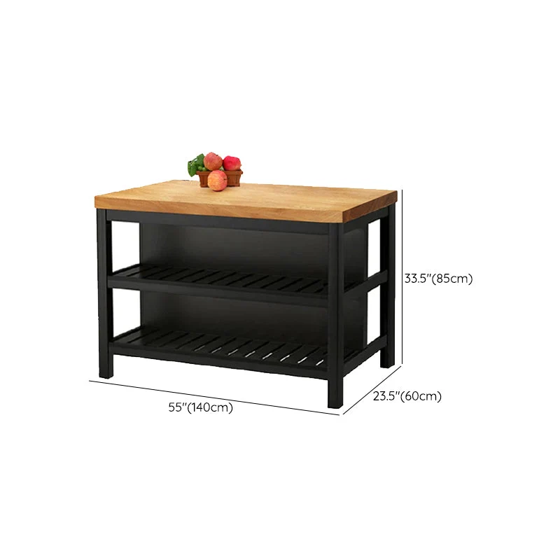 Tavolo da cucina ad isola metallo e legno massello con contenitore aperto per sala da pranzo Clearhalo