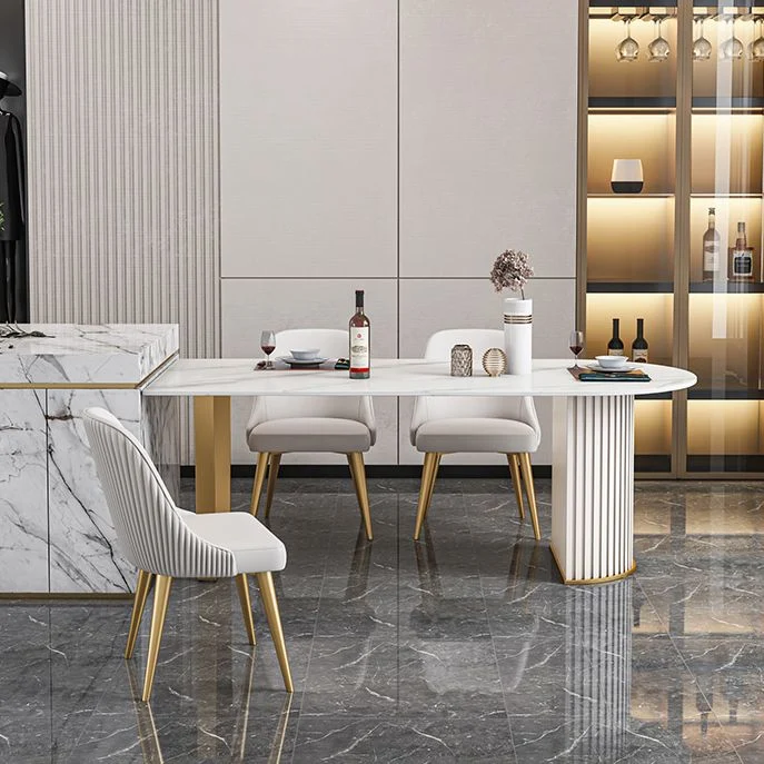 Tavolo da cucina di lusso pietra sinterizzata Tavolo doppia base forma libera Clearhalo