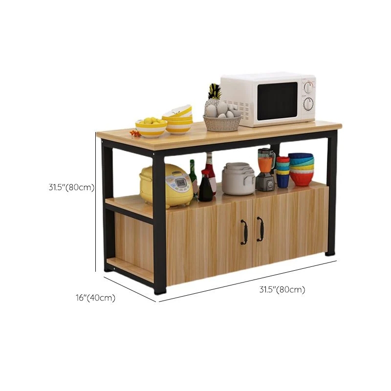 Tavolo da cucina MDF e acciaio con armadietti Carrello da cucina con base nera/bianca Clearhalo