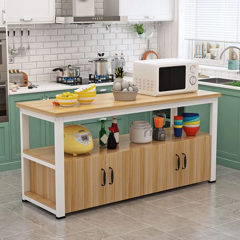 Tavolo da cucina MDF e acciaio con armadietti Carrello da cucina con base nera/bianca Clearhalo