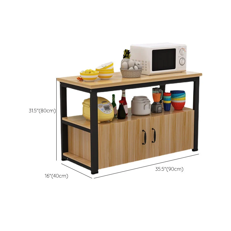 Tavolo da cucina MDF e acciaio con armadietti Carrello da cucina con base nera/bianca Clearhalo
