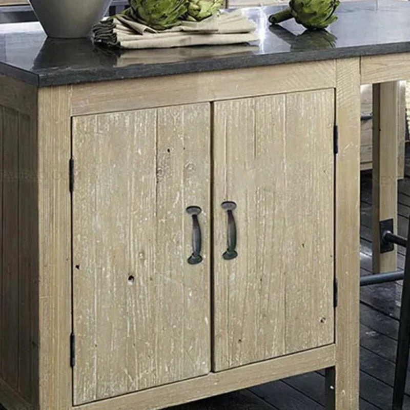 Tavolo da cucina moderno con isola e mobiletto portaoggetti. Tavolo di preparazione legno di pino Clearhalo