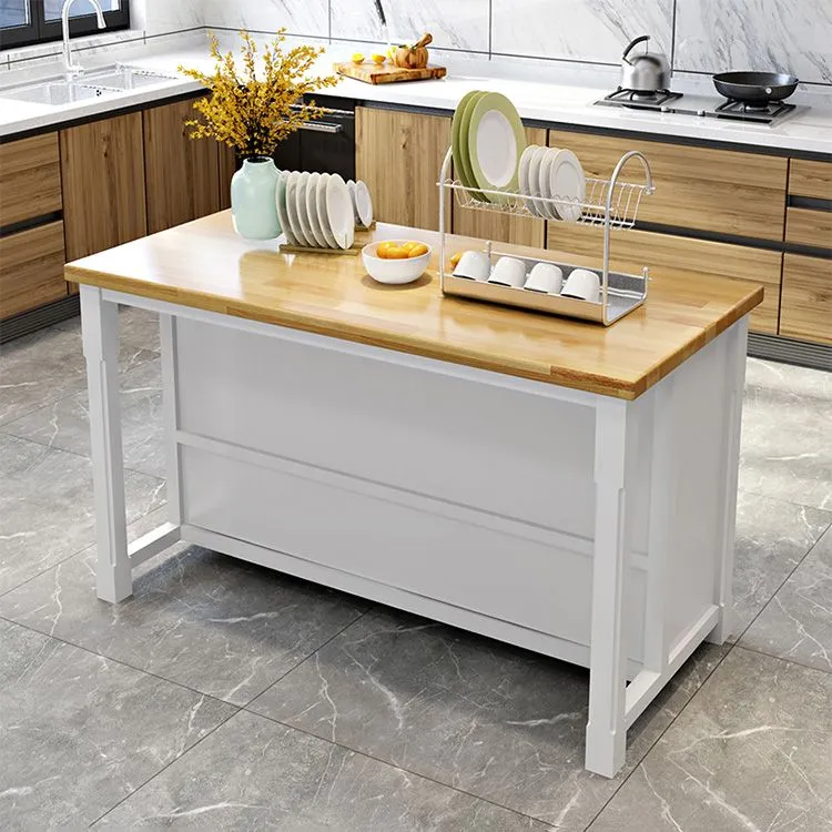 Tavolo da cucina moderno con isola, tavolo da pranzo legno, tavolo di preparazione fisso Clearhalo