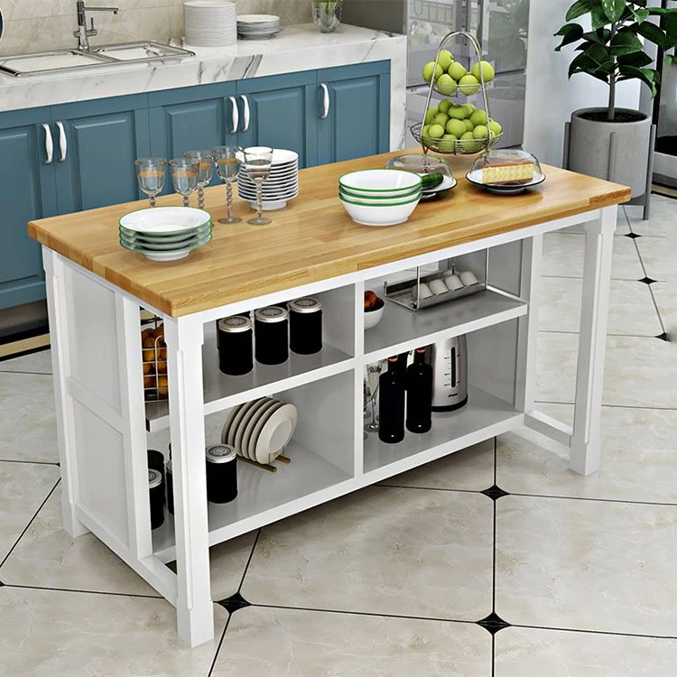 Tavolo da cucina moderno con isola, tavolo da pranzo legno, tavolo di preparazione fisso Clearhalo