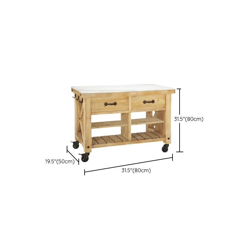 Tavolo da cucina moderno con isola, tavolo da pranzo con base legno e rotelle Clearhalo