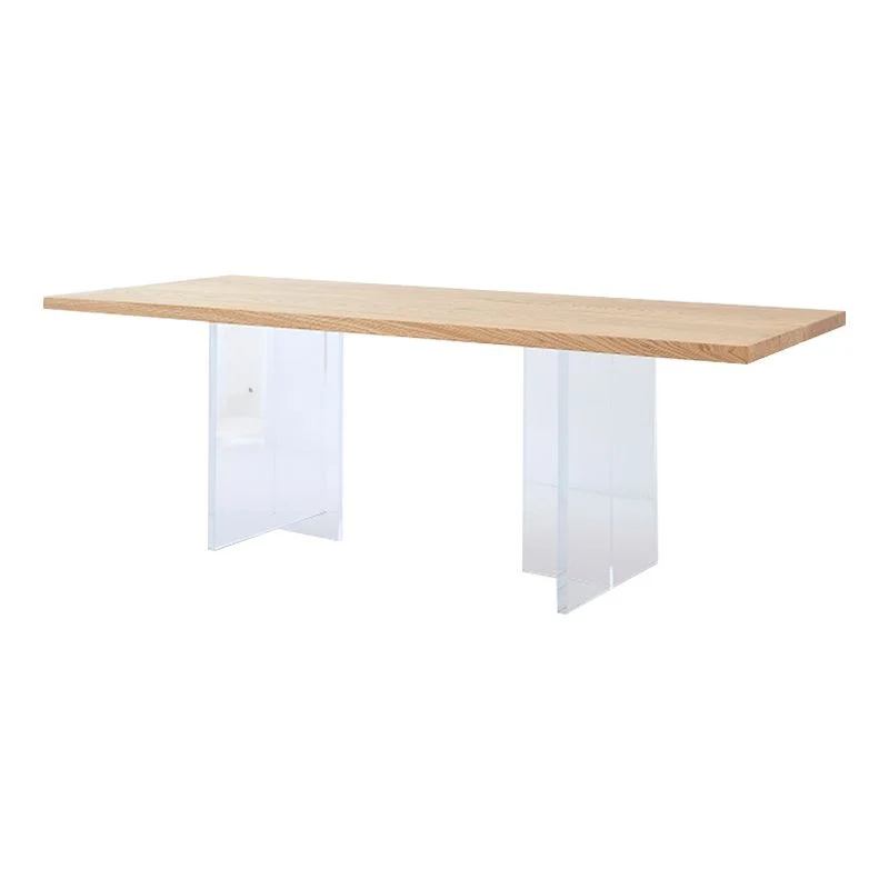 Tavolo da cucina moderno legno massello Tavolo da pranzo rettangolare con doppio piedistallo Clearhalo