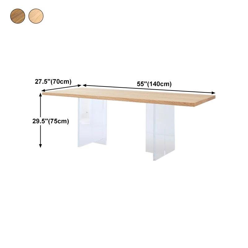 Tavolo da cucina moderno legno massello Tavolo da pranzo rettangolare con doppio piedistallo Clearhalo