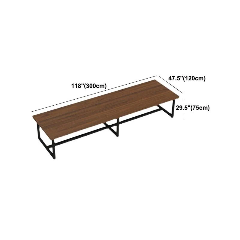 Tavolo da cucina rettangolare industriale per sala da pranzo Tavolo da pranzo legno massello marrone Clearhalo