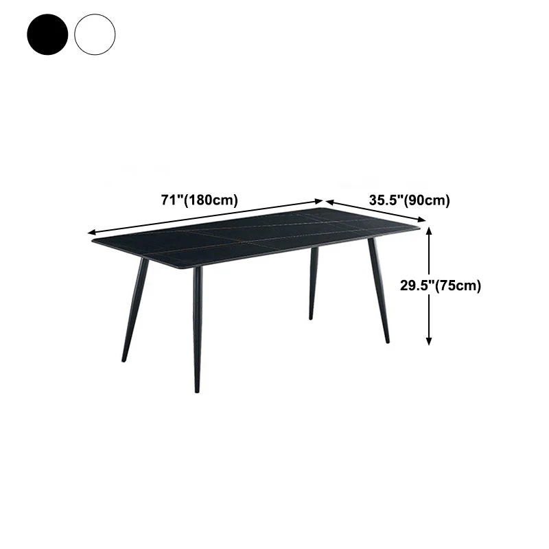 Tavolo da cucina rettangolare pietra industriale di altezza standard con 4 gambe Clearhalo