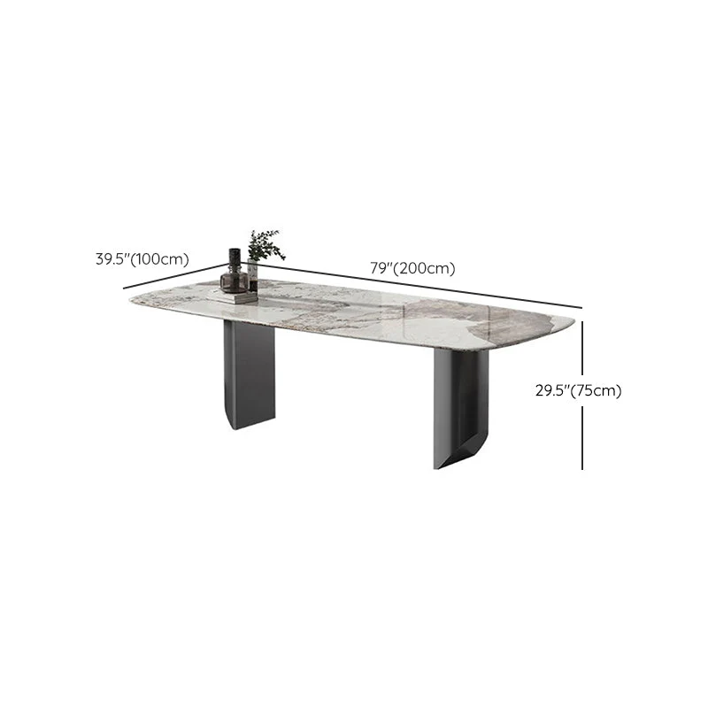 Tavolo da cucina Simplicity Tavolo da pranzo con doppio piedistallo pietra sinterizzata Clearhalo