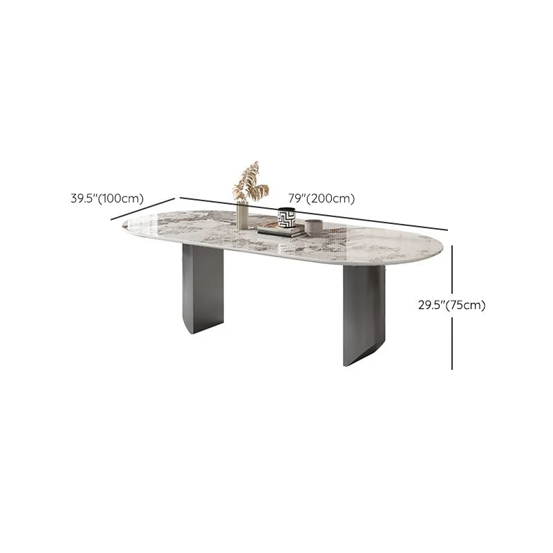 Tavolo da cucina Simplicity Tavolo da pranzo con doppio piedistallo pietra sinterizzata Clearhalo