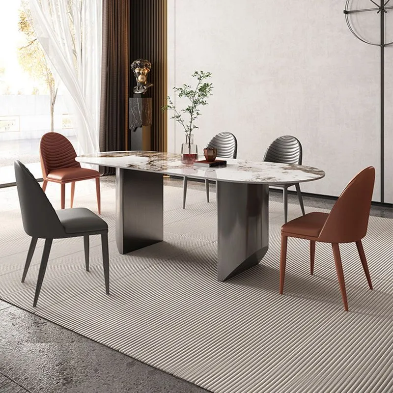 Tavolo da cucina Simplicity Tavolo da pranzo con doppio piedistallo pietra sinterizzata Clearhalo