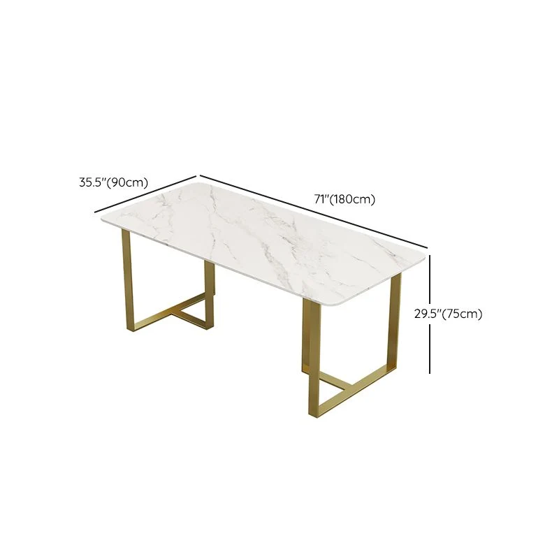 Tavolo Ferro e Ardesia Tavolo da Pranzo Rettangolare per Soggiorno Stile Glam Clearhalo