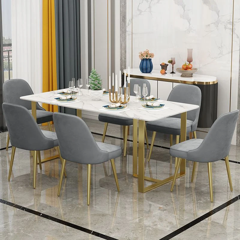 Tavolo Ferro e Ardesia Tavolo da Pranzo Rettangolare per Soggiorno Stile Glam Clearhalo