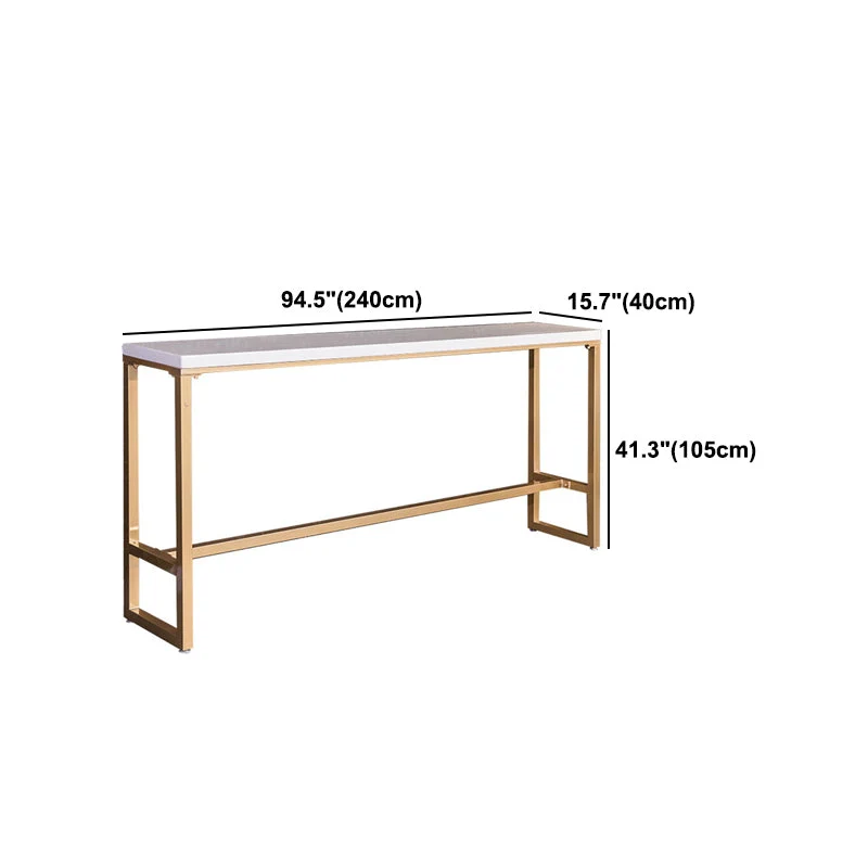Tavolo Glam marmo bianco con piano rettangolare su cavalletto dorato - 41,3" H Clearhalo