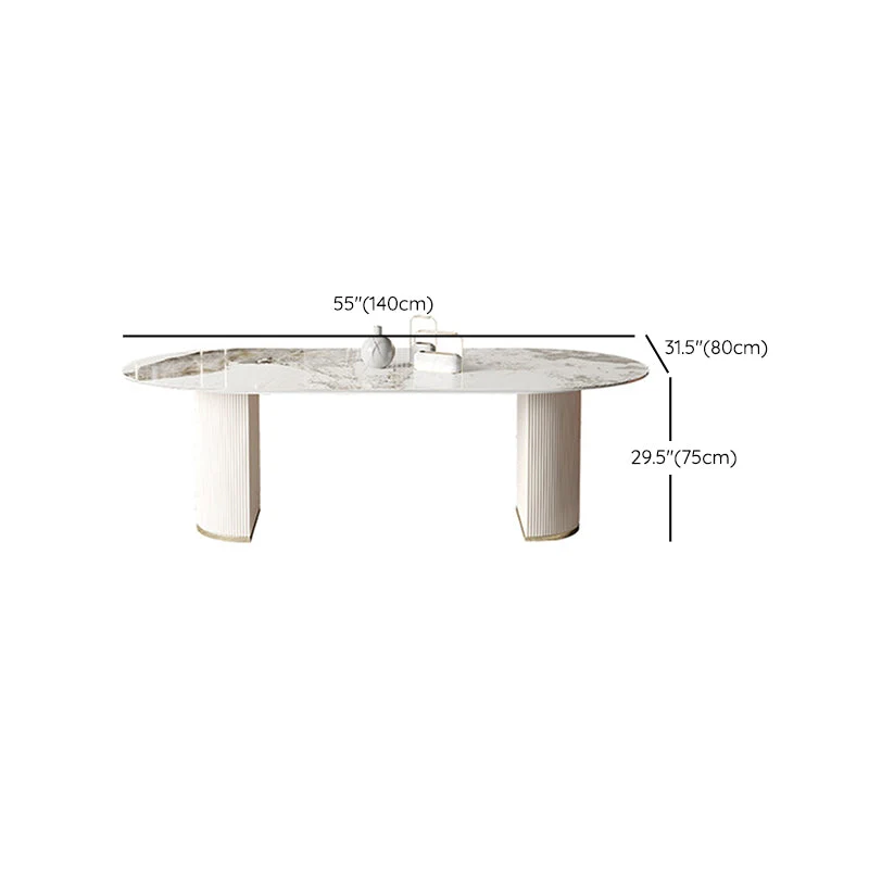 Tavolo Glam Pietra Sinterizzata Tavolo da Pranzo Ovale con Gambe Metallo per Uso Domestico Clearhalo
