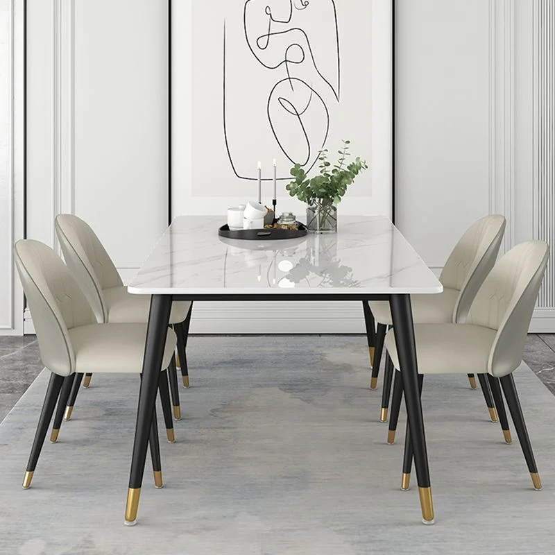 Tavolo Industriale Bianco per Ristorante Tavolo da Pranzo Rettangolare con 4 Gambe Metallo Clearhalo
