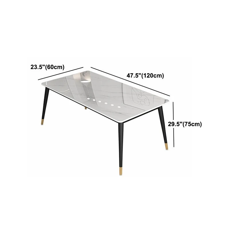 Tavolo Industriale Bianco per Ristorante Tavolo da Pranzo Rettangolare con 4 Gambe Metallo Clearhalo