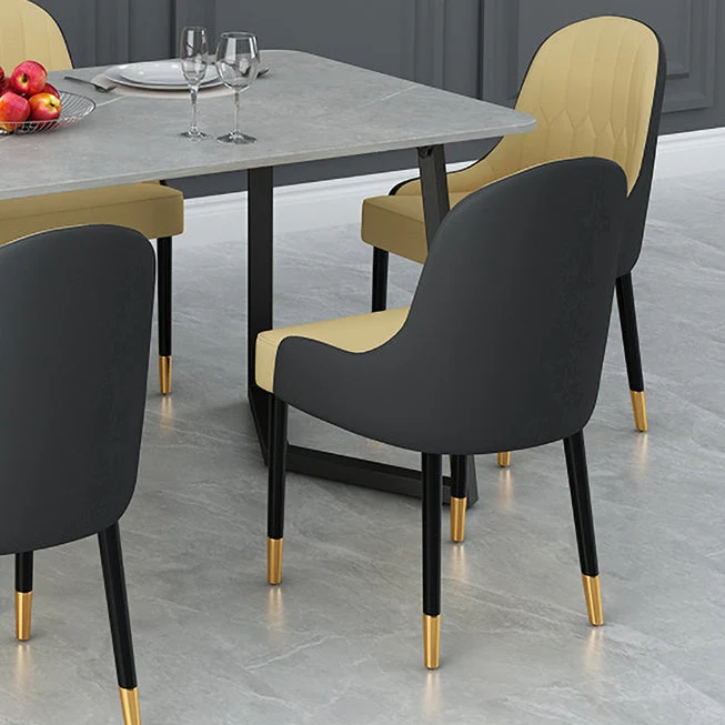 Tavolo industriale con piano pietra sinterizzata per ristorante Tavolo da pranzo rettangolare con doppio piedistallo Clear...